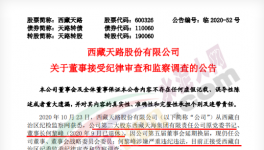 西藏天路第二大股東涉嫌嚴(yán)重違紀(jì)違法，正在接受調(diào)查！