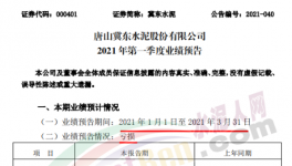 冀東水泥預(yù)虧！一季度凈利潤(rùn)虧損4000–6000萬(wàn)元！