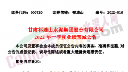 祁連山預(yù)計一季度凈利潤同比減少87%~99%！
