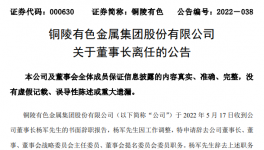 中國(guó)銅工業(yè)板塊第一股董事長(zhǎng)辭職，下一站海螺集團(tuán)！