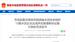 陜西水泥協(xié)會(huì)及13家水泥企業(yè)被罰4.51億！